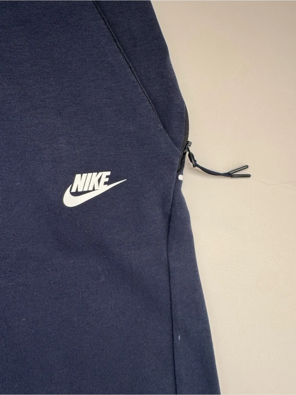 Nike Tech Fleece Jogger Pants Navy Blue Men’s Small Slim Tapered Zip Pockets